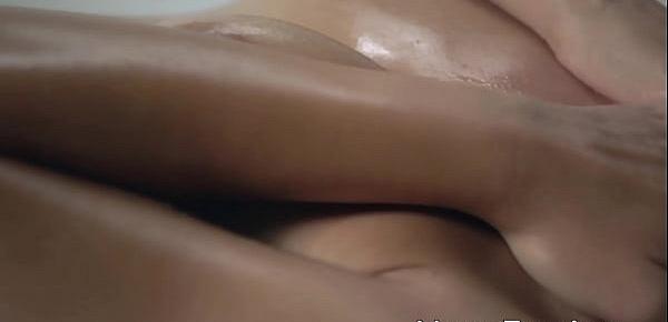  Gently touching her sweet and oiled body all alone